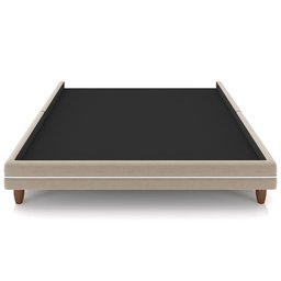 Cama Casal King Base Box Pés Madeira 203cm Suném P05 Veludo Bege - Lyam Decor - 3