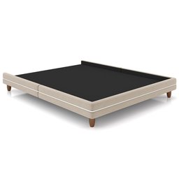 Cama Casal King Base Box Pés Madeira 203cm Suném P05 Veludo Bege - Lyam Decor - 2