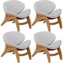Ver imagem 1 de Kit 4 Poltronas Decorativa Orgânica Sala Living Kadosh L02 Linho Cinza