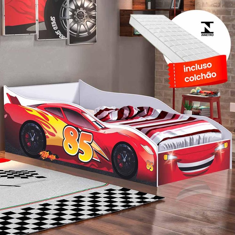 Cama Carro Vermelho Infantil Red Com Colchão Infantil Gabrielli Móveis Cama Carro Vermelho Infantil Red Com Colchão Infantil Gabrielli Móveis