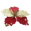Ver imagem 1 de Kit 10 Flor de Natal Vermelha Artificial com Brilho 19cm