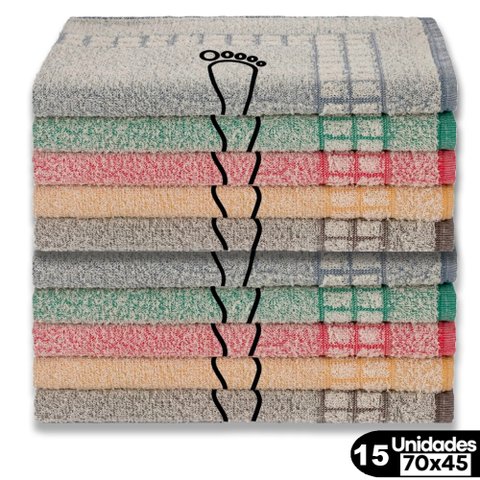 Kit 15 Piso Atoalhado Estampa Pézinho 45x70 Beka