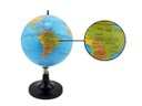 Ver imagem 3 de KIT Globo Terrestre 14cm Giratório Mapa Mundi em Português Escolar Base Preta Removível Cor:Azul