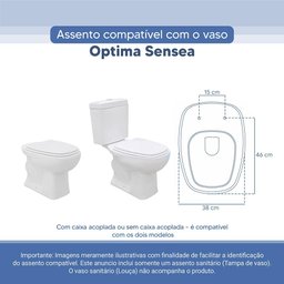Assento Sanitário Tampa de Vaso Branco Resina Poliester Optima para Bacia Sensea - 3 Assento Sanitário Tampa de Vaso Branco Resina Poliester Optima para Bacia Sensea - 3