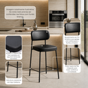Ver imagem 4 de Kit 2 Banquetas Industriais Altas Camila Aço PU com Encosto Preto Cozinha