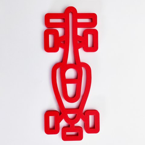 Adorno Carro De Fórmula 1 - Quadrinho, Adorno, 3D, Alto relevo - Toque 3D:Vermelho