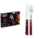 Ver imagem 1 de Jogo de Talheres para Churrasco Tramontina em Aço Inox e Madeira Vermelho 12 Peças
