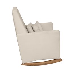 Cadeira Poltrona Sofá de Amamentação e Balanço Ana C/ Puff Veludo Off White - Anjo de Casa - 5
