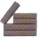 Ver imagem 1 de Jogo 5pçs 2 Banho + 2 Rosto + 1 Tapete P/banheiro 100% Algodão Alta Absorção - Cinza