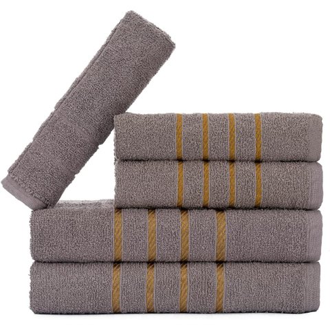 Jogo 5pçs 2 Banho + 2 Rosto + 1 Tapete P/banheiro 100% Algodão Alta Absorção - Cinza