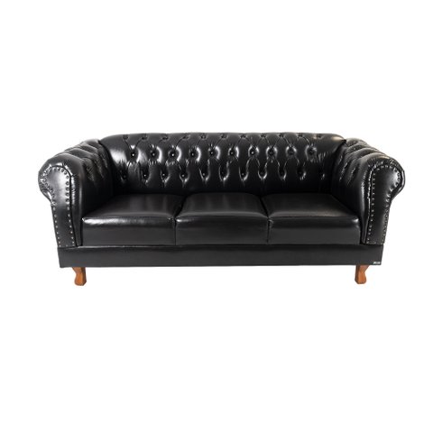 Sofá Chesterfield Duque 3 lugares 2m - Corano Preto / sala de estar, recepção, barbearia
