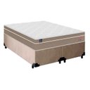 Ver imagem 1 de Cama Box Casal Bipartido Suede + Colchão Lis Molas Ensacadas Plumatex 138cm Cor:bege