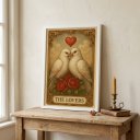Ver imagem 1 de Quadro Tarot The Lovers Pombinhos 24x18cm Mold Preta Vidro