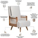 Ver imagem 4 de Poltrona de Amamentação Fixa Pés Manu Líria D02 Linho Off White B-410 - Lyam Decor