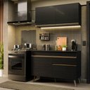 Ver imagem 2 de Armário Cozinha Modulada Compacta com Balcão 120cm Florença Multimóveis MP2451 Preto