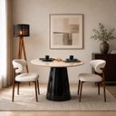 Ver imagem 2 de Mesa de Jantar Cone Redondo 160 cm Tampo Mármore Taj Mahal Base Laca Preta