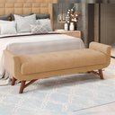 Ver imagem 3 de Kit Cabeceira Cama Box Paris 160 Cm com Puff Recamier Itália P05 Bouclê Mostarda - Lyam Decor