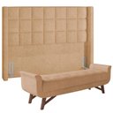 Ver imagem 1 de Kit Cabeceira Cama Box Paris 160 Cm com Puff Recamier Itália P05 Bouclê Mostarda - Lyam Decor