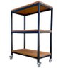 Carrinho Auxiliar Aparador Estilo Industrial com 4 Rodízios e 3 Prateleiras Tonalidade Castanheira - 1