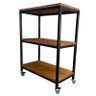 Carrinho Auxiliar Aparador Estilo Industrial com 4 Rodízios e 3 Prateleiras Tonalidade Castanheira - 6