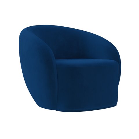 Poltrona Decorativa Sala de Estar Íbis Encosto Fixo Veludo Azul Marinho G33 - Gran Belo