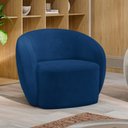 Ver imagem 7 de Poltrona Decorativa Sala de Estar Íbis Encosto Fixo Veludo Azul Marinho G33 - Gran Belo