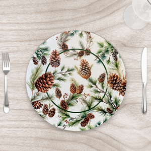 Capa para Sousplat 35cm Natal Pinhas - sem Base - Kit com 6