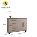 Ver imagem 3 de Cômoda Organizadora Quarto 4 Gavetas 2 Portas Gianduia- Rede Móveis