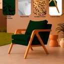 Ver imagem 3 de Poltrona Sala Decorativa Stella Estofada Veludo Verde Base Madeira Castanho - Arkell
