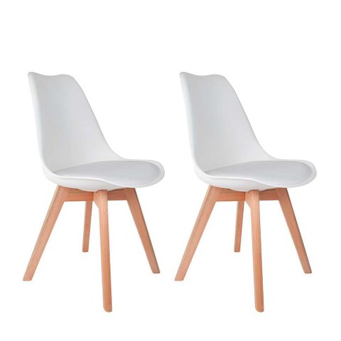 Conjunto com 2 Cadeiras Leda com Almofada Branca
