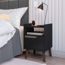 Ver imagem 1 de Mesa de Cabeceira Gabriela com Gaveta e Nicho Pés Palito:preto