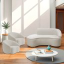 Ver imagem 1 de Kit Divã Recamier Orgânico Marrocos 160cm Lado Esquerdo e 2 Poltronas Amore Linho