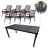 Jogo de Mesa Retangular 1,80x90 Aluminio + 6 Cadeiras Jantar Externa - 8