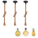 Ver imagem 1 de Kit 3 Luminárias Pendente Corda Sisal Rústica + 3 Lâmpadas tamanho:Variadas