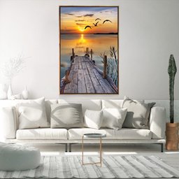 Quadro Decorativo Moderno Ponte Por do Sol Com Moldura e Sem Vidro 90X140 - 3