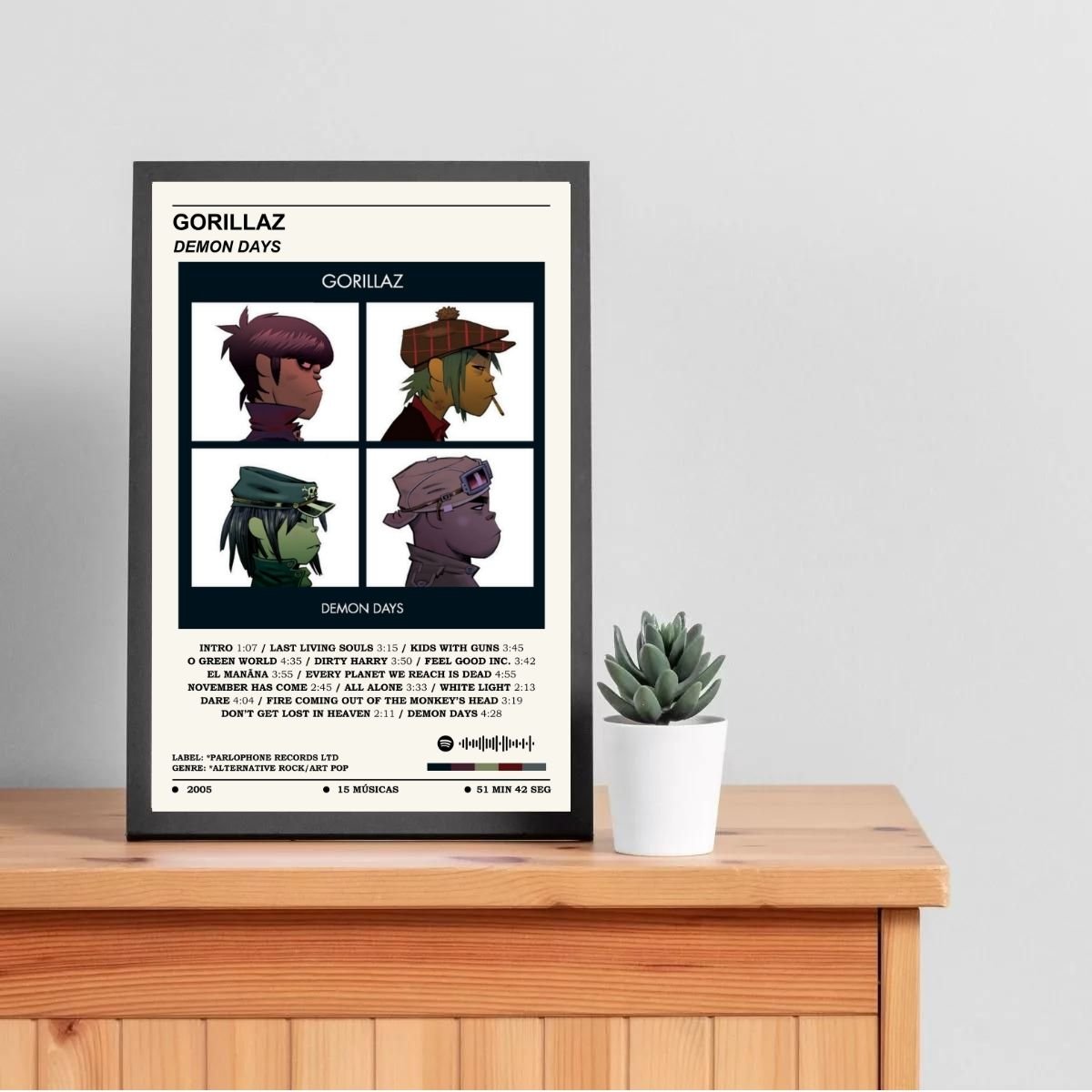 Quadro Decorativo Gorillaz Álbuns Spotify - Demon Days - 2