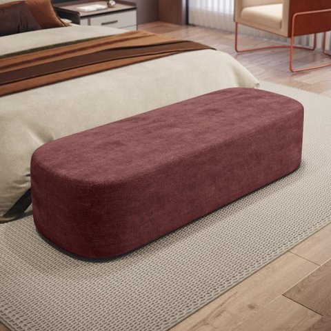 Puff Decorativo Orgânico para Living Quarto 195cm Doha W01 Linho Bordô - Lyam Decor