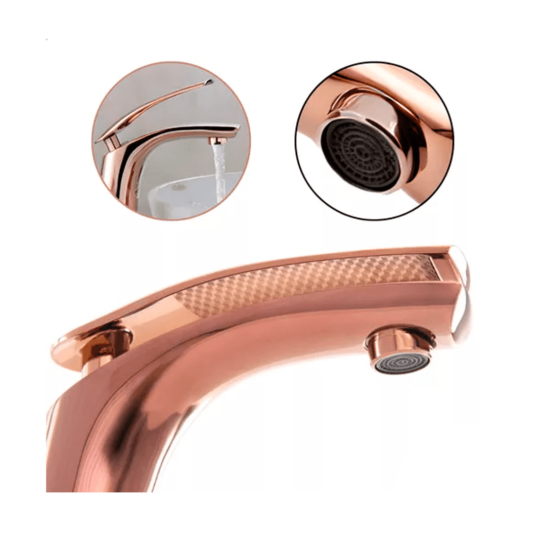 Misturador Monocomando Bica 27 Cm Alta Lavatorio Bancada Rose Gold 75530 - 3