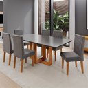 Ver imagem 1 de Conjunto Sala de Jantar 6 Lugares Retangular Tampo de MDF Victoria Cinza/Mel