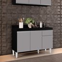Ver imagem 2 de Balcão de Cozinha Lavanderia com Tampo 01 Gaveta Vick Preto e Cinza 120 cm - D’Rossi