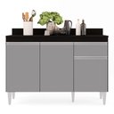 Ver imagem 3 de Balcão de Cozinha Lavanderia com Tampo 01 Gaveta Vick Preto e Cinza 120 cm - D’Rossi