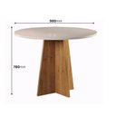 Ver imagem 3 de Mesa de Jantar 4 Lugares Redonda Tampo em MDF Chilli Bege/Mel/Blonde