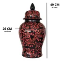 Ver imagem 4 de Vaso Decorativo Preto E Vermelho Floral Porcelana 49x26