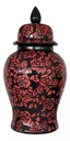 Ver imagem 1 de Vaso Decorativo Preto E Vermelho Floral Porcelana 49x26