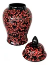 Ver imagem 2 de Vaso Decorativo Preto E Vermelho Floral Porcelana 49x26