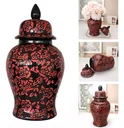 Ver imagem 5 de Vaso Decorativo Preto E Vermelho Floral Porcelana 49x26