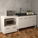 Ver imagem 3 de Armário Cozinha Balcão Gabinete de Pia 140 Cm Carine e Balcão para Microondas e Forno Elétrico Amand
