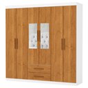 Ver imagem 3 de Guarda-roupa Solteiro Regalle 6 Portas 2 Gavetas com Espelho Branco/cinamomo - Pnr Móveis