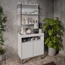Ver imagem 2 de Aparador Cantinho do Café e Painel 3 Prateleiras Flora M24 Branco - Mpozenato