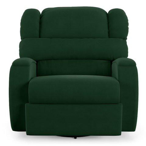 Poltrona do Papai Sala de Cinema Reclinável Kylie Glider Manual Giratória Massagem Usb Veludo Verde